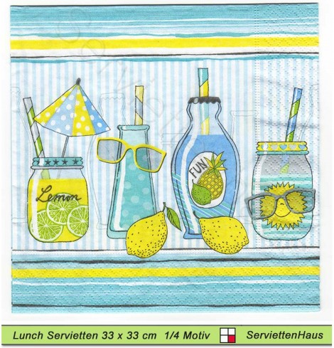 Lemonadenflaschen - 1 Lunch Serviette