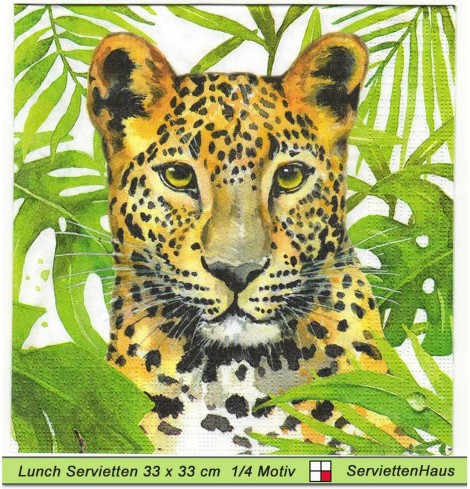 Leopard zwischen Blätter - 1 Lunch Serviette