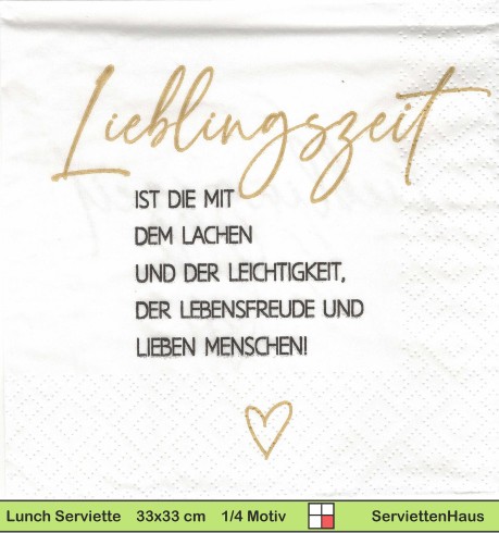 Lieblingszeit - 1 Lunch Serviette - Zwei verschiedene 1/4 Motive