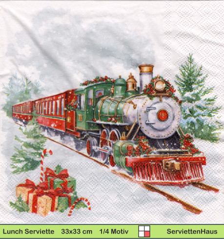 Weihnachtslokomotive - 1 Lunch Serviette