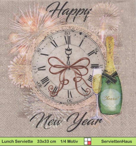 Happy new year um 12 Uhr - 1 Lunch Serviette