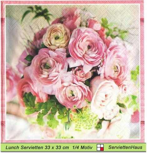 Margeriten und Pfingstrosen - 1 Lunch Serviette