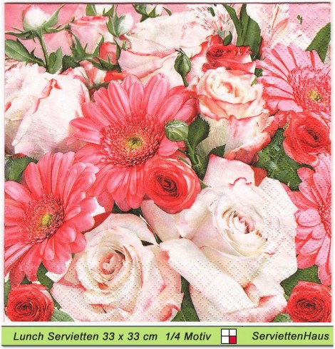 Margeriten und Rosen - 1 Lunch Serviette