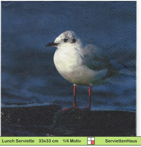 Möwe am Strand dunkelblau - 1 Lunch Serviette