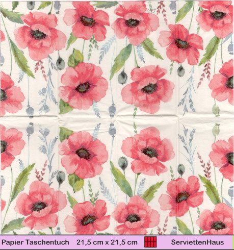 Ein Feld mit Mohnblumen und Gras - 1 Taschentuch