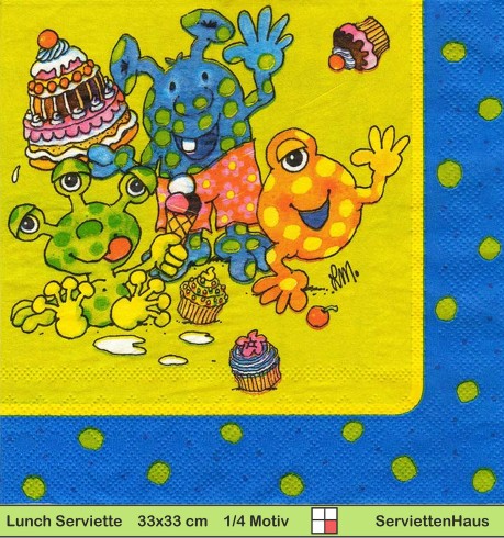 Monster in grün und blau - 1 Lunch Serviette