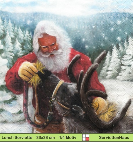 Nikolaus füttert Elch - 1 Lunch Serviette