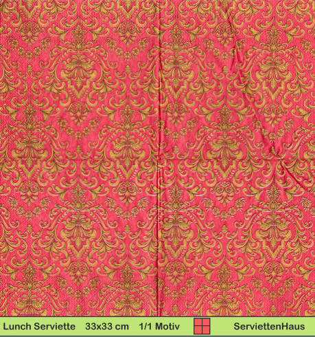 Goldene Ornamente auf rot - 1 Lunch Serviette
