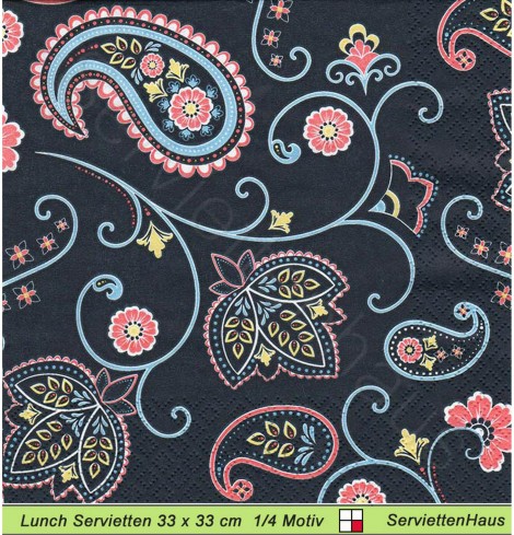 Paisley auf blau - 1 Lunch Serviette