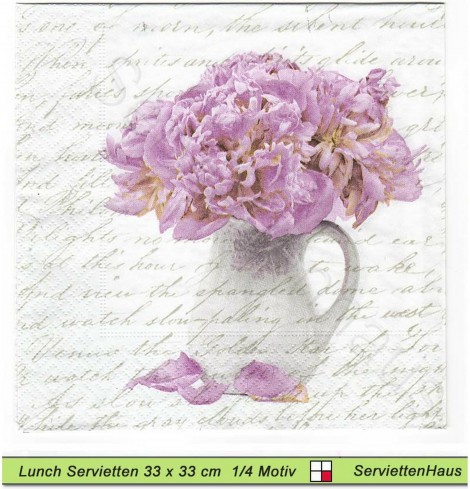 Sagen Vintage Design - Pfingstrosen im Keramikkrug - 1 Lunch Serviette