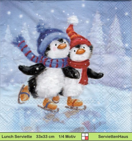 Pinguine fahren Schlittschuhe - 1 Lunch Serviette