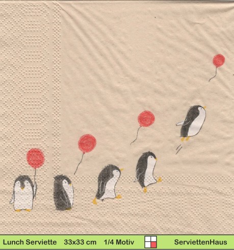 Pinguine mit Luftballons - 1 Lunch Serviette