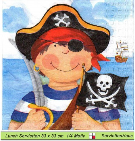 Piraten Junge mit Augenklappe - 1 Lunch Serviette