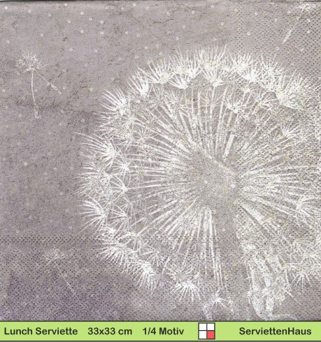 Pusteblume mit Schirmchen auf grau - 1 Lunch Serviette
