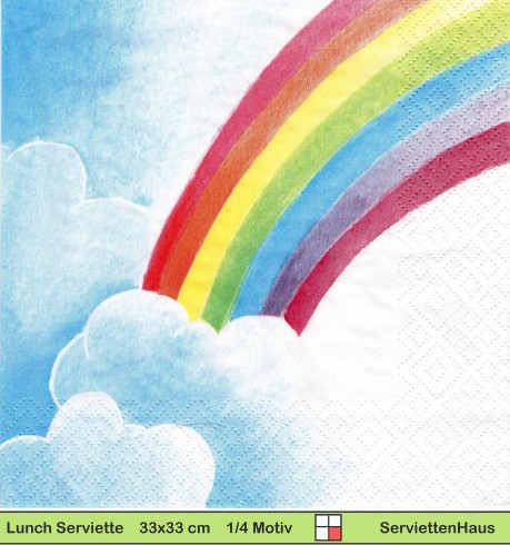 Regenbogen mit Wolken - 1 Lunch Serviette