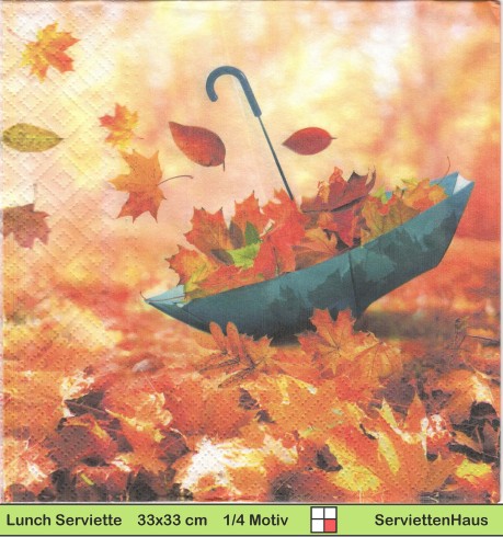 Regenschirm mit buntem Laub - 1 Lunch Serviette