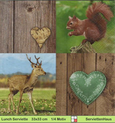 Eichhörnchen und Hirsch - 1 Lunch Serviette