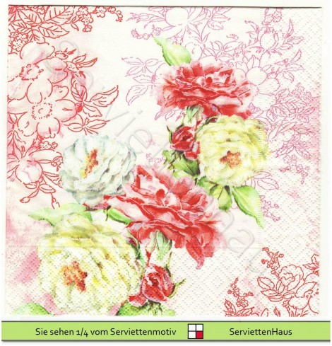Romantische Rosen in rot - 1 Lunch Serviette