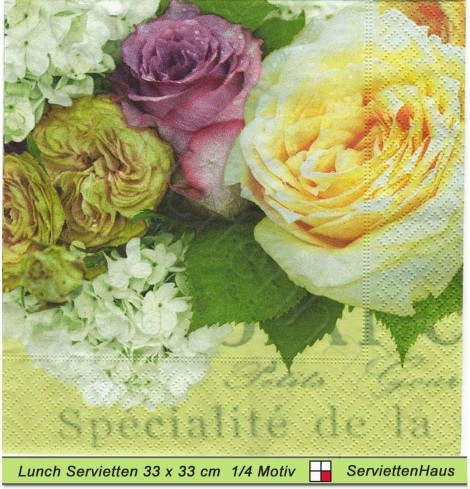 Rosen auf grün - 1 Lunch Serviette