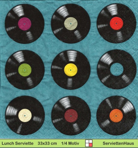 Vintage Vinyl Schallplatten - 1 Lunch Serviette