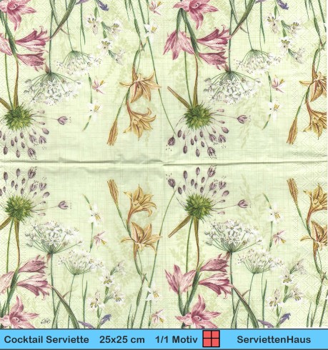 Wilde Blumen und Gräser - 1 Cocktail Serviette