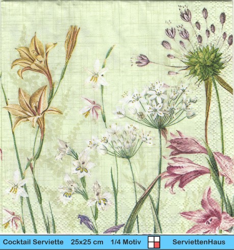 Wilde Blumen und Gräser - 1 Cocktail Serviette