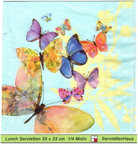 Bunte Schmetterlinge groß und klein - 1 Lunch Serviette