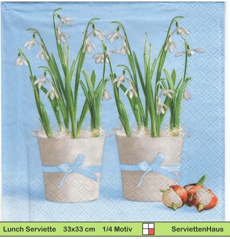 Schneeglöckchen im Blumentopf - 1 Lunch Serviette