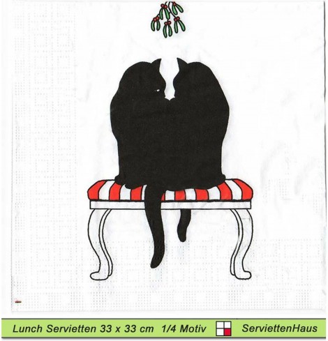 Schwarze Katze Komm setz dich zu mir - 1 Lunch Serviette
