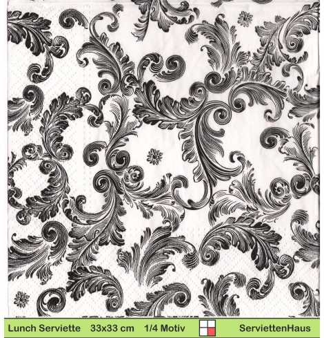 Schwarze Ornamente als ganzes Motiv - 1 Lunch Serviette