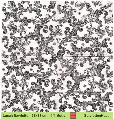 Schwarze Ornamente als ganzes Motiv - 1 Lunch Serviette