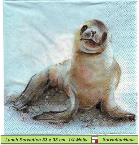 Seehunde am Strand - 1 Lunch Serviette