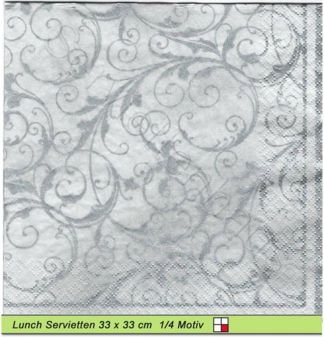 Silberne Ornamente auf grau - 1 Lunch Serviette