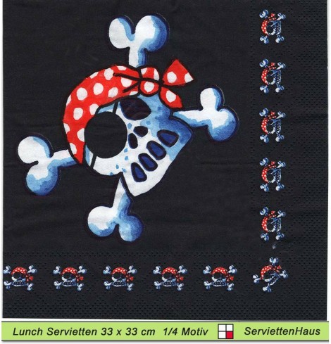 Lutz Mauder - Skelett als Pirat - 1 Lunch Serviette