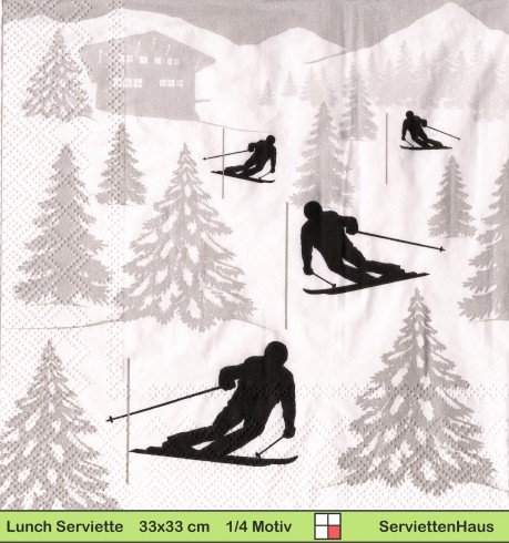Skifahrer beim Slalom - 1 Lunch Serviette