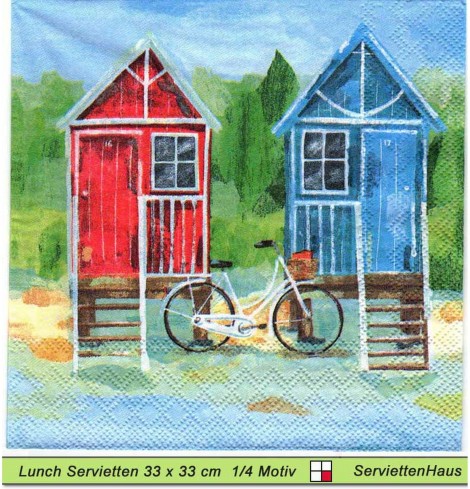 Strandhäuser mit Fahrrad - 1 Lunch Serviette