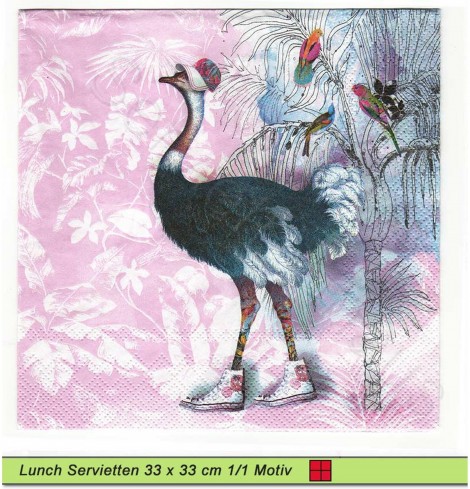 Strauß mit Turnschuhe und Kappe auf rosa - 1 Lunch Serviette