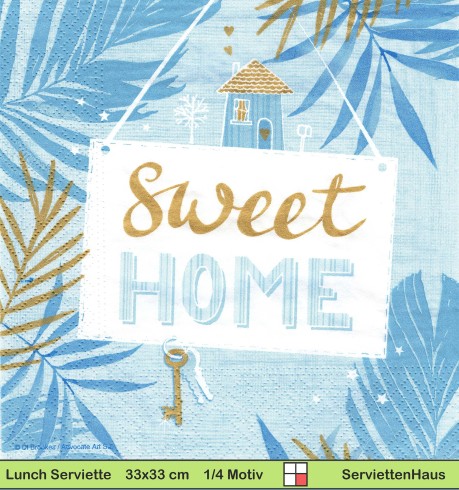 Sweet Home mit Schlüssel und kleinem Haus  - 1 Lunch Serviette