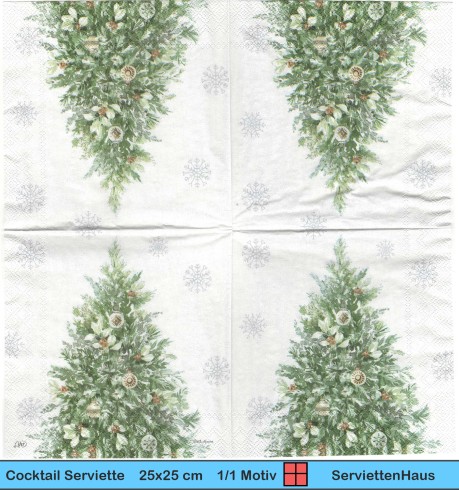 Tannenbaum mit Mistelzweigen - 1 Cocktail Serviette