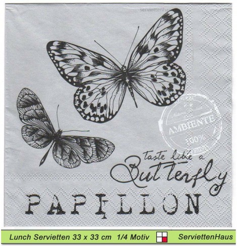 Schmetterlinge auf grau Taste like a Butterfly - 1 Lunch Serviette