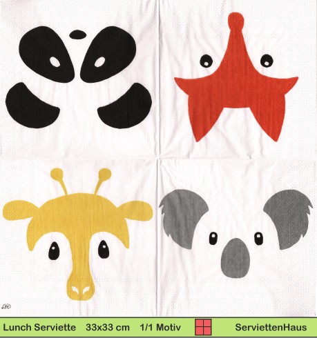 Panda Fuchs Koala und  - 1 Lunch Serviette