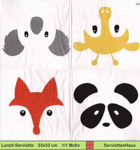 Panda Fuchs Koala und  - 1 Lunch Serviette