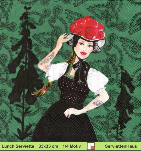 Deutschland - Schwarzwald - Frau in Tracht im Wald - 1 Lunch Serviette