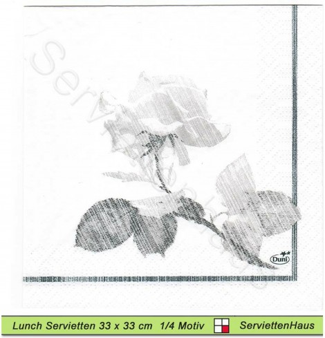 Trauer - Graue Rose - 1 Lunch Serviette