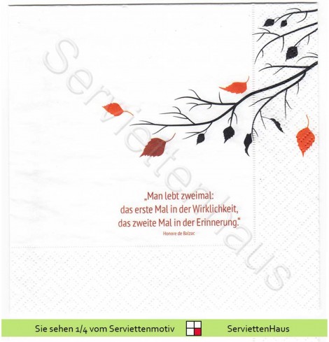 Trauer - Man lebt zweimal - 1 Lunch Serviette