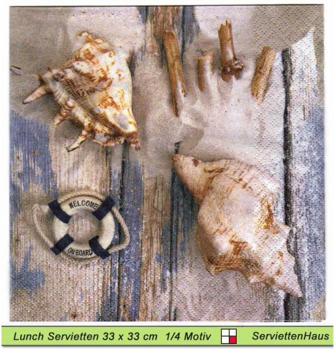 Treibholz mit Muscheln - 1 Lunch Serviette