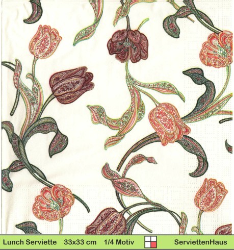 Tulpen aus feinen Ornamenten - 1 Lunch Serviette
