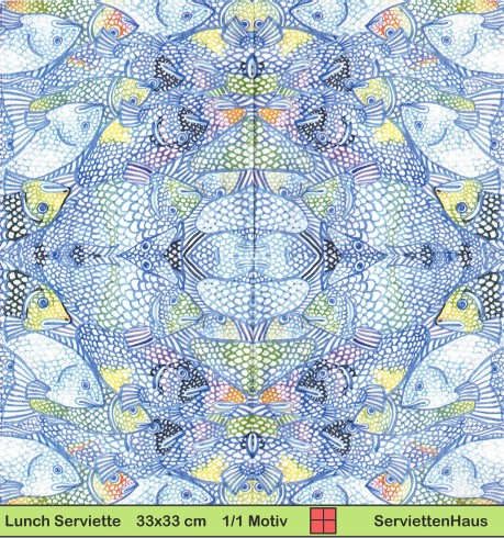 Viele gezeichnete Fische - 1 Lunch Serviette