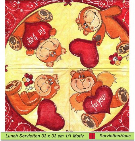 Vielseidig - Bärenliebe - 1 Lunch Serviette