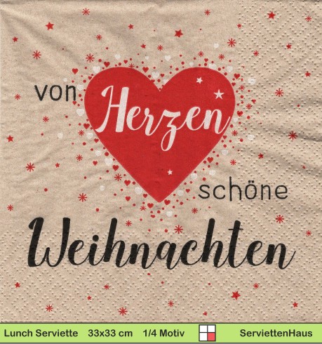 Von Herzen schöne Weihnachten - 1 Lunch Serviette